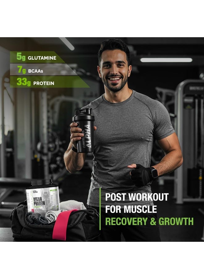 Alpha Vegan Protein Powder, Strawberry Flavor, Plant-Based Protein Blend, Bcaas, Gluten & Soy Free, Easy Mix